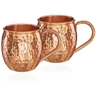 Nklaus 2x Kupferbecher reines Kupfer 100% Ayuverda Kupfertasse Oval