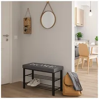 Hti-Living Sitzbank mit Schuhregal und Polster Metallgestell Schwarz Polster