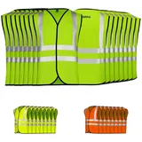 German Wear Warnweste 8 x Warnweste set (Spar-Set, 8er-Pack) 8x Warnweste Sicherheitsweste Auto Sicherheitswarnweste Pannenweste grün L