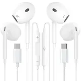 2PC USB C Kopfhörer/iPhone 16 Kopfhörer kabelgebunden mit Mikrofon und Lautstärkeregler, HiFi Stereo Ohrhörer/Apple Kopfhörer mit Kabel für iPhone 16/16 Pro/15/Galaxy S23/Google Pixel/Xiao-mi usw