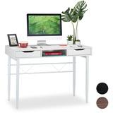 Relaxdays Schreibtisch mit Schubladen weiß
