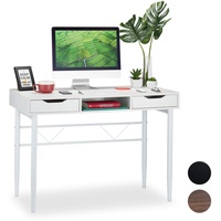 Relaxdays Schreibtisch mit Schubladen weiß