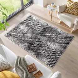 Teppich AYYILDIZ TEPPICHE "ELITE 8801", grau, B:80cm H:6mm L:150cm, Polyester, Teppiche, Pflegeleicht / Strapazierfähig / Trend Colors