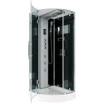 AcquaVapore Dampfdusche D37-23L3-ALL Dusche Dampfdusche Duschkabine -TH, Sicherheitsglas ESG, Höhenverstellbar, Gehärtetes Glas, Integrierte Massagedüsen, Multimedi schwarz