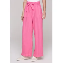 Leinenhose SOCCX, Damen, Gr. XXL, Normalgrößen, floral pink, Material: 100% Leinen, bestickt, casual, lang, Hosen, mit aufgesetzten Taschen vorne