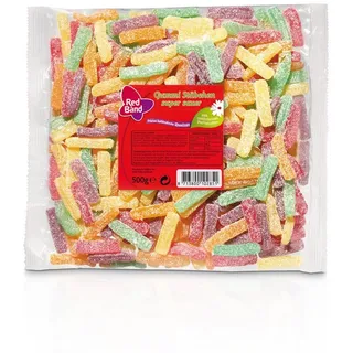 fruchtgummi-sauer Red Band bunte Gummi Stäbchen gezuckert und super sauer 500g