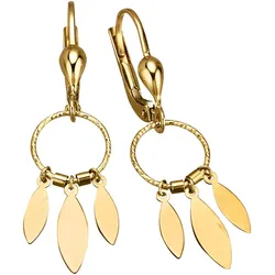 Paar Ohrhänger FIRETTI "Schmuck Geschenk Gold 375 Ohrschmuck Ohrringe Federn", gold (gelbgoldfarben), Ohrringe, Damen, Gelbgold 375