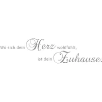 OTTO home Wandspruch OTTO HOME "Wo sich dein Herz wohlfühlt, ist dein Zuhause", grau, B:120cm H:30cm T:0,1cm, Vinyl, Wandtattoos, Wandaufkleber, selbstklebend, rückstandslos abziehbar, Sticker, Spruch