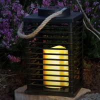Grafner® LED Solar Laterne mit Kerze | täuschend echt | mit Flacker-Effekt | zum hängen oder stehen | Hängelaterne