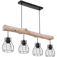ETC Shop Hängeleuchte, Gitter Design, Holz, H 140 cm, MINA