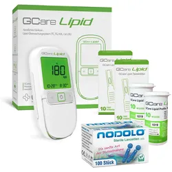 Gcare LIPID Gesamtcholesterin Messsystem + 20 TS + 110 Lanz 1 St