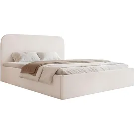 Selsey Polsterbett 140x200 mit Bettkasten, Chenille, cremefarben -