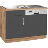 KOCHSTATION Spülenschrank »KS-Colmar«, 110 cm, Front und Sockelblende für teilintegrierten Geschirrspüler, grau