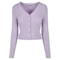 URBAN CLASSICS Ladies Short Rib Knit Cardigan in Violet, Größe L