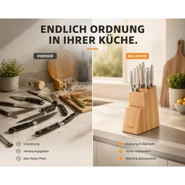 qivee Messerblock unbestückt Holz Beige