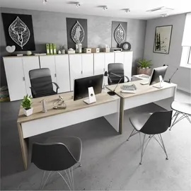 Habitdesign Schreibtisch – weiß 108x145x73h cm - Braun