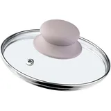 Kadax Glasdeckel mit Griff aus Silikon, Deckel mit Dampfloch, 14 cm, beige