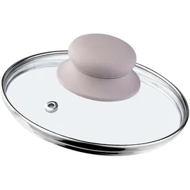 Kadax Glasdeckel mit Griff aus Silikon, Deckel mit Dampfloch, 14 cm, beige