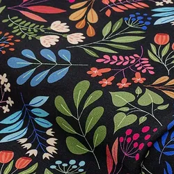 Albstoffe Bio-Sweat / French Terry "Glossy Leaves" by Hamburger Liebe, schwarz-color