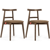 Konsimo Esszimmerstuhl Esstischstühle LILIO Holzstühle Polsterstühle 2 St, hergestellt in der EU, Buchenholzrahmen, Vintage, Lefkas Eiche beige|braun