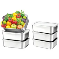 Edelstahl Behältern mit Deckel, 6 Stück Frischhaltedosen 650ML Edelstahl Frischhaltedosen, Gefrierdosen Vorratsdosen Aufbewahrungsbox Küche, für Picknick und Reisen, Wiederverwendbar und Stapelbar