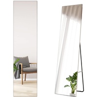 S'AFIELINA Standspiegel 160x40cm HD Groß Ganzkörperspiegel mit Silber Metallrahmen großer Spiegel für Schlafzimmer, Ankleidezimmer, Wohnzimmer (Silber)