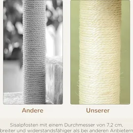 PawHut Kratzbaum mit Sisalsäulen, Katzenkratzbaum, Katzen Kletterbaum, Katzenbaum, Beige, 50 x 50 x 100 cm
