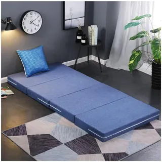 HonunGron Klappmatratze Gästematratze, Faltbare Isomatte aus Memory-Schaum für Reisen, Camping, Boden, Gästebett, Faltmatratze Gästematratze Klappbar Waschbarem Bezug (Navy Blau,150 x 200 x 8 cm)