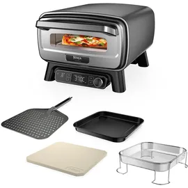 Ninja MO201EU Artisan Outdoor-Elektro-Pizzaofen und Heißluftfritteuse Minibackofen, Grau (1760 Watt)