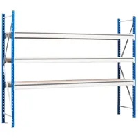 PROREGAL Weitspannregal Maximus Pro | Grundregal | HxBxT 200x225x100cm | 3 Ebenen | Spanplatten-Fachboden | Fachlast 610kg | Lichtblau/Lichtgrau | Schwerlastregal Kellerregal Steckregal Lagerregal