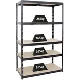Proregal Schwerlastregal Giant Tiger HxBxT 200 x 120 x 60 cm Fachlast 265 kg 5-Ebenen Schwarz