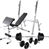 Hantelbank Mit Ablage, Langhantel Und Kurzhantel Set 60,5 Kg