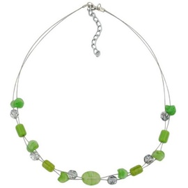 unbespielt Gallay Perlenkette Drahtkette mit Glasperlen lindgrün und kristall-silberverspiegelt 45cm (1-tlg) grün