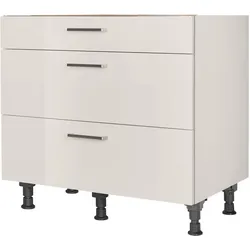 Kochfeldumbauschrank NOBILIA ""Flash", vormontiert, mit Schubkasten und Auszügen", grau (front: lacklaminat seidengrau hochglanz, korpus: seidengrau), B:90cm H:87cm T:58,3cm, Schränke, in den Breiten 60 und 90 cm