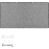 Balkon Sichtschutz mit Ösen 90 x 380 cm Windschutz Sonnenschutz Ohne Bohren HDPE Wetterresistent Robuste Sichtschutz Zaun für Balkon Garten im Freien, Grau