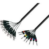 Adam Hall Cables 3 STAR L8 MV 0500 - Studio Loom Kabel, 8x 3-Pol XLR male auf 8x 6,3 mm Klinkenstecker stereo, schwarz, 5m