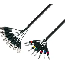 Adam Hall Cables 3 STAR L8 MV 0500 - Studio Loom Kabel, 8x 3-Pol XLR male auf 8x 6,3 mm Klinkenstecker stereo, schwarz, 5m