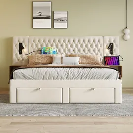 stilvora Polsterbett 160 x 200 cm Beige