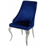 Barocke Stuhl William Navy Blue moderner Polsterstuhl