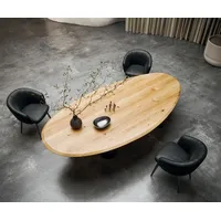 DeLife Esstisch Edge Oval 280x130x2,5 Eiche Natur Pilier Metall