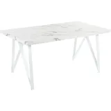 Beliani Esstisch Weiß Marmor 160 x 90 cm