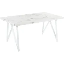 Beliani Esstisch Weiß Marmor 160 x 90 cm