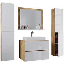 VCM Lendas XL 5-tlg. honig-eiche/weiß Waschbecken 60 cm