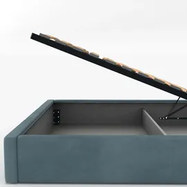 Muralo Polsterbett Stoffbett Bett mit Bettkaste Container Doppelbett für Schlafzimmer - 120 cm x 200 cm - Meerfarbe