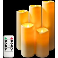 candlesee LED Flammenlos Kerzens of 5 Stück, Wasserdichte batteriebetriebene flackernde Kerze den Außenbereich mit Timer-Fernbedienung für Balkone, Außenlaternen, Innenbereich, Hochzeitsdekorationen