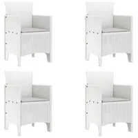 VidaXL Gartenstuhl Set aus 4 Weiß Rattan Standard Langlebig