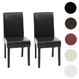 Einzelst�ck | 2er-Set Esszimmerstuhl Stuhl Küchenstuhl Littau ~ Leder, schwarz, dunkle Beine