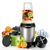 TECKNET Smoothie Maker, 600W Mini Mixer Smoothiemixer mit 4 Edelstahl Blatt, Tragbarer Standmixer 500ml Becher mit 150ml Flaschen BPA frei Tritan, Elektrischer Blender to go für Shake und Smoothie