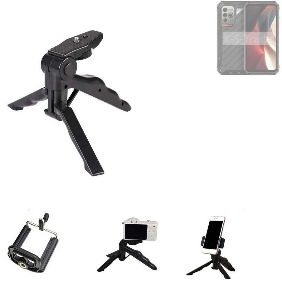 K-S-Trade für Ulefone Power Armor 18 Ultra Smartphone-Halterung, (Stativ Tisch-Ständer Dreibein Handy-Stativ Ständer Mini-Stativ) schwarz