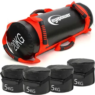 Eyepower 20kg Profi Power Bag mit 4 Wasserdichten Kettlebell Gewichten 6 Griffe Sandbag
